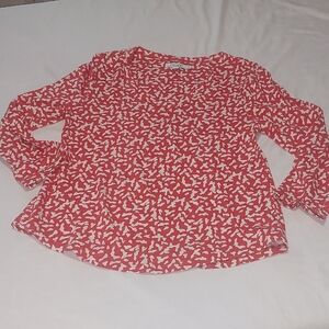 Chico's Dark Orange And  White Patterned Blouse.Size 0 Or Small